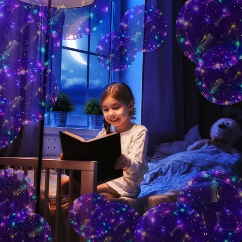 Vista 7 de Paquete de 18 globos LED iluminados, batería de celda incluida, 3 modos intermitentes, 18 luces de cadena y 18 globos transparentes, perfectos