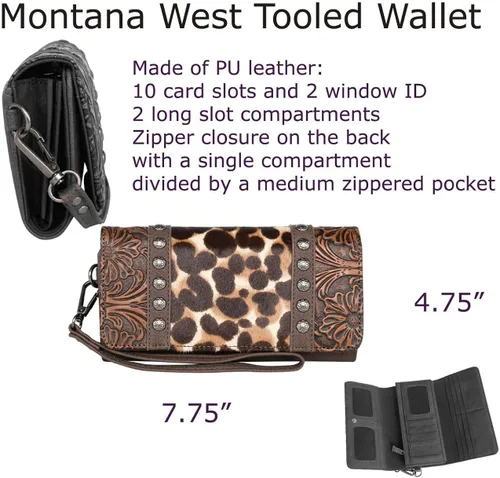 Vista 2 de Montana West - Cartera de piel para mujer con bordado en relieve