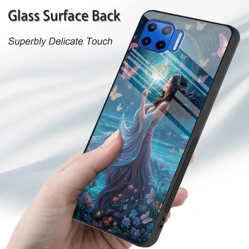 Vista 351 de Funda para Motorola Moto Edge 2022, cubierta trasera de vidrio templado con protector de pantalla, funda protectora a prueba de golpes para Motorola