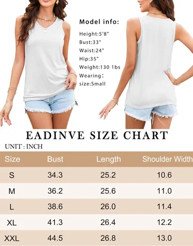 Vista 6 de EADINVE Camisetas sin mangas con cuello en V para mujer, camisetas sin mangas con estampado de letras gráficas, camisetas básicas de camisola