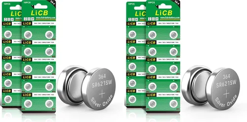 Vista 8 de LiCB Paquete de 20 baterías SR621SW 364 164 363 AG1 de 1.5 V con botón de celda de reloj