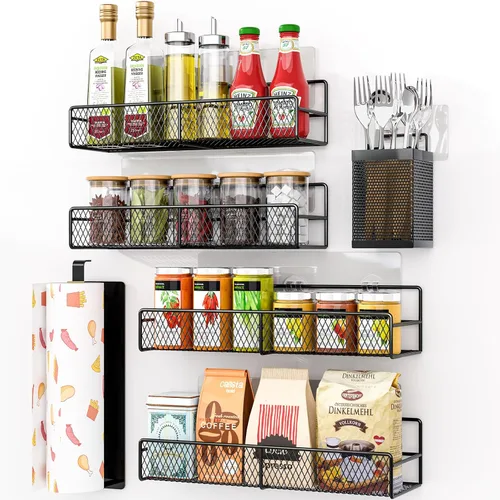 Vista 8 de DTUQYX Estante magnético para especias para refrigerador, paquete de 4, estantes magnéticos extra largos y fuertes (14-16.5 pulgadas), organizador