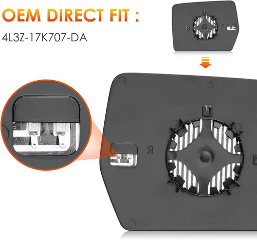 Vista 2 de Espejo lateral derecho de repuesto compatible con Ford F150 2011 2012 2013 2014 Espejo retrovisor calefactable reemplazo 4L3Z-17K707-DA