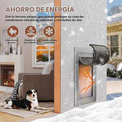 Vista 2 de Puerta de perro grande aislada con 3 solapas para pared, mascotas
