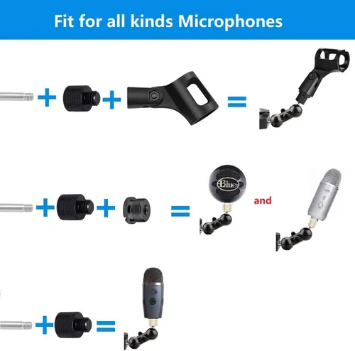 Vista 4 de Clip de micrófono, soporte de abrazadera de micrófono compatible con Shure sm58 sm48 sm81 sm57 Mic, MV5, MV51, PGA52, Sennheiser E835, E945 E935