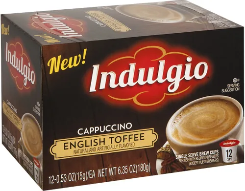 Vista 2 de Indulgio Capuchino, caramelo inglés, 12 unidades de taza individual para cafeteras Keurig K-Cup