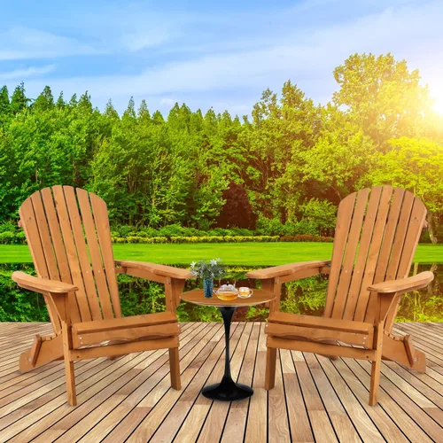 Vista 2 de Dopinmin Silla plegable de césped, silla para jardín de patio al aire libre, silla Adirondack de madera natural