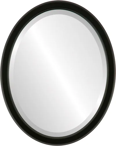 Vista 14 de OVALCREST Espejo de pared ovalado biselado para decoración del hogar, estilo Toronto, negro plateado, dimensiones exteriores de 14 x 18 pulgadas