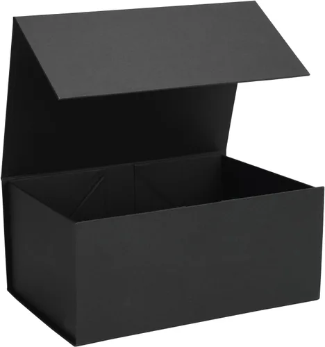 Vista 33 de Ditwis Caja de regalo de 12x9x4 pulgadas con tapa de cierre magnético, caja magnética negra y dorada para boda, propuesta de padrinos y damas