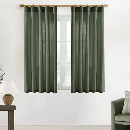 Vista 78 de XTMYI - Cortinas transparentes de 54 pulgadas de largo, juego de 2 paneles para baño, cortinas cortas de lino y algodón con semi privacidad