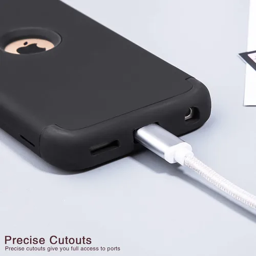 Vista 7 de Funda para iPod Touch de 7ª generación con 2 protectores de pantalla, serie de tres capas, protección resistente, a prueba de golpes, funda Negro