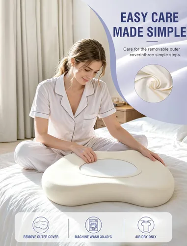 Vista 8 de Almohada cervical cervical para dormir de lado, almohada ergonómica Blanco leche
