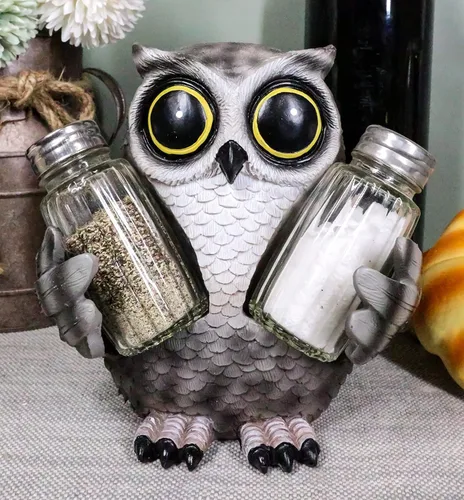 Vista 9 de Ebros Gift Whimsical Owlet Baby Owl con grandes ojos redondos de cristal, salero y pimentero, juego de figuras de exhibición de 6 pulgadas de alto