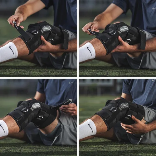 Vista 6 de DonJoy Performance Bionic rodillera de ACL de cierre completo - 4 puntos de apoyo con bisagras articuladas para protección de ligamentos, lesiones