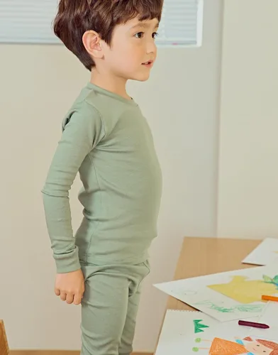 Vista 4 de moimoln Pijama de algodón suave y liso de manga larga para bebés y niños, 6 meses a 5 años