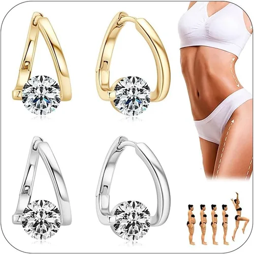 Vista 14 de Lymphatic Earrings for Women Silver Zircon Hoop Huggie Earrings Dainty Fashion Jewelry Gifts A1ï¼ 2 pares de pendientes linfáticos dorados
