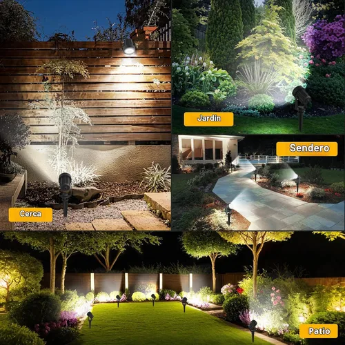Vista 7 de T-SUNUS Luces Solares de Navidad para Exteriores Blancas 6000K IP65 Impermeables 2 en 1 Reflectores de Paisaje, Cable de 9.8 pies con Panel Separado