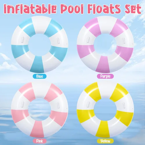 Vista 3 de Gemscream 2 flotadores grandes de piscina con asas, 47.24 pulgadas, tubos inflables de piscina tamaño adulto para tumbonas de verano, fiesta