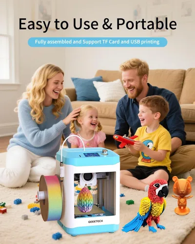 Vista 4 de Mini impresora 3D totalmente ensamblada para niños y principiantes - Kit completo de inicio con máquina de impresión 3D de nivelación automática, 1