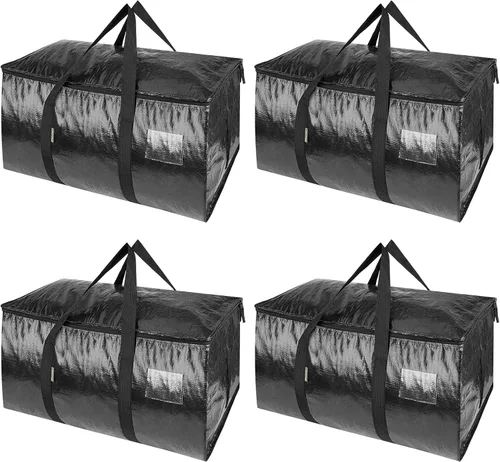 Vista 60 de BALEINE Paquete de 2 bolsas de mudanza de gran tamaño con asas reforzadas, bolsa de almacenamiento resistente para ropa, suministros de mudanza