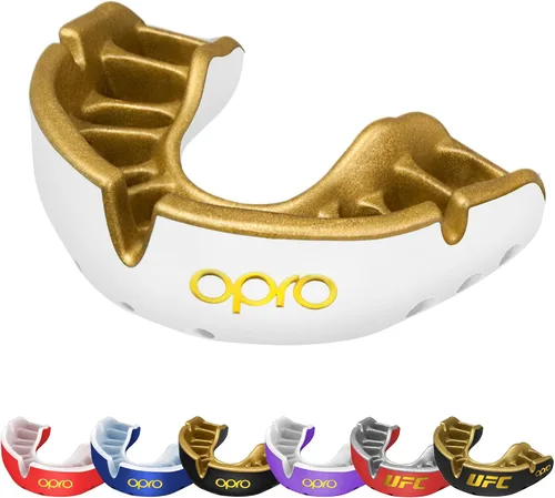 Vista 13 de OPRO Protector bucal Gold Level - Protector bucal moldeable con ajuste cómodo de primera calidad y protección multicapa para boxeo, artes marciales