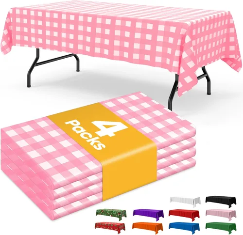 Vista 28 de Mantel de bandera estadounidense, paquete de 4 manteles patrióticos desechables de 54 x 108 pulgadas para mesas de 6 pies, decoraciones del 4