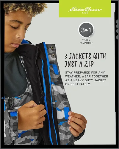 Vista 5 de Eddie Bauer Chaqueta de esquí para niños, abrigo impermeable 3 en 1 con aislamiento y chaqueta extraíble para niños y niñas (3-16)