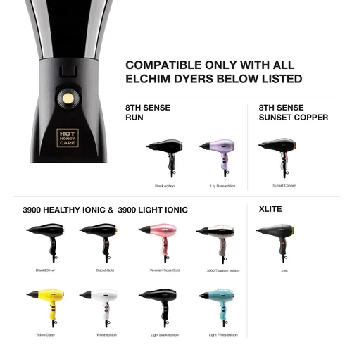 Vista 2 de Elchim Hot Honey Care - Kit concentrador para secadores de pelo Elchim 2 Sublime Liss y 2 cápsulas brillantes supremas, 4 onzas líquidas