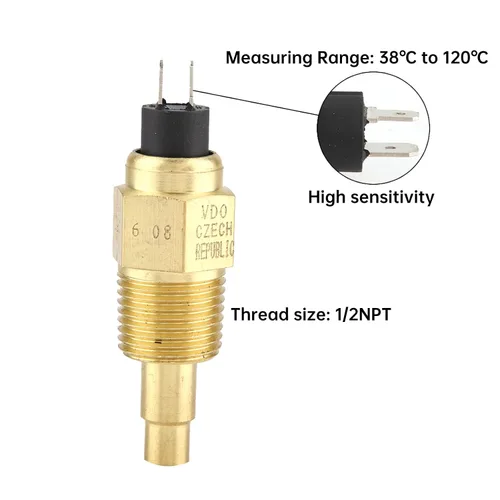 Vista 2 de Sensor de temperatura del agua, sensor de temperatura del agua 1/2NPT para medidor de temperatura del agua del aceite, 100.4 °F ~ 248.0 °F