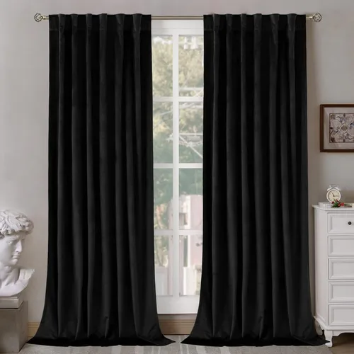 Vista 45 de BGment Cortinas de terciopelo rosa polvoriento, 2 paneles de 84 pulgadas, 2 paneles para sala de estar, aislamiento térmico de lujo, reducen