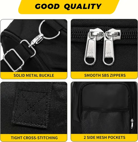 Vista 5 de Vorspack Bolsa deportiva de lona Bolsa de gimnasio de 2124 pulgadas para mujeres y hombres, bolsa de lona ligera con botella de agua, Negro