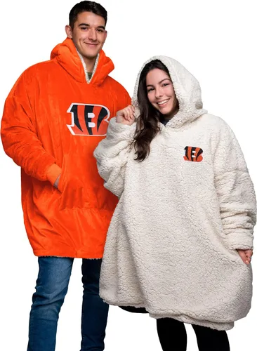 Vista 13 de FOCO NFL Unisex NFL Team Reversible Oversized Sherpa Hoodie Sweatshirt Big Logo Hoodeez