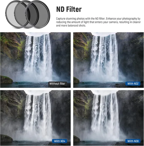 Vista 4 de Neewer® Kit completo de accesorios de filtro de lente de 2.638 in para lentes con 2.638 in Tamaño del filtro: Juego de filtros UV CPL FLD + Juego