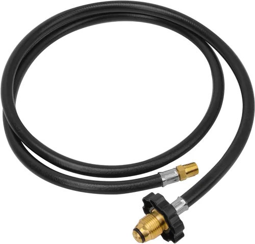 Vista 8 de only fire Regulador de propano horizontal de dos etapas, manguera de propano de 5 pies y 1/4" NPT con conexión POL Regulator Inlet 1/4" Female NPT