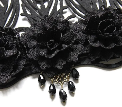 Vista 5 de Lolita gótica oscura de Halloween, estilo vintage, encaje negro barroco, Queen, diadema para el cabello para Halloween, Navidad, fiesta de máscaras