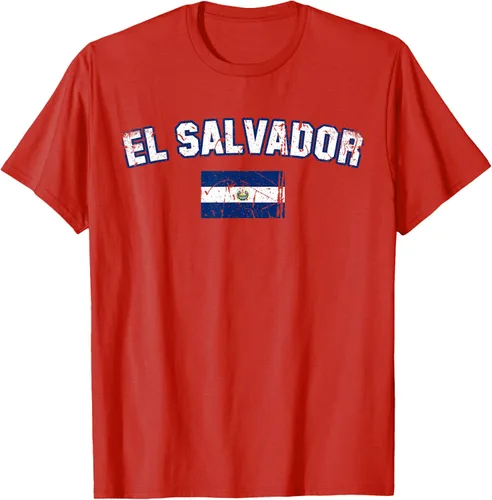 Vista 71 de EL SALVADOR Bandera Vintage Hombres Mujeres Niños Camiseta EL SALVADOR