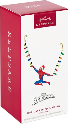 Vista 3 de Adorno de Navidad Colgante de Recuerdo de Hallmark 2024, Marvel Spider-Man Vacaciones en Plena Marcha, Regalos para los Fans de Marvel