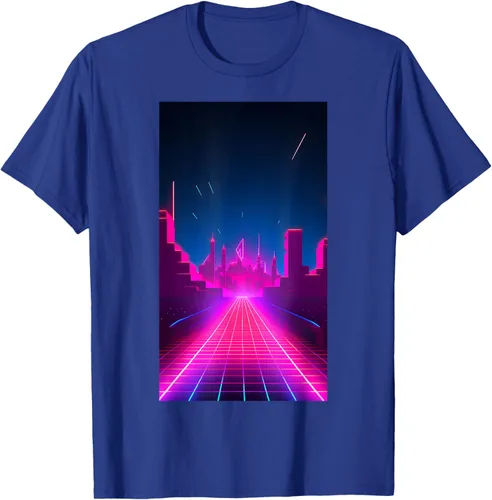 Vista 17 de Camiseta Retrowave Street 80s Vaporwave Synthwave, Negro -, Pequeña
