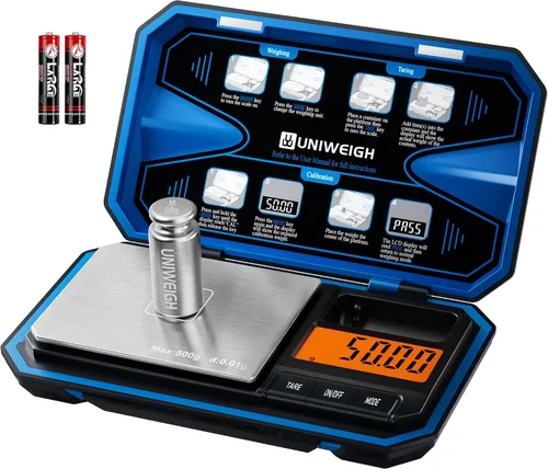 Vista 12 de UNIWEIGH Escala digital de bolsillo 7.05 oz/0.0004 oz, precisión de la Azul