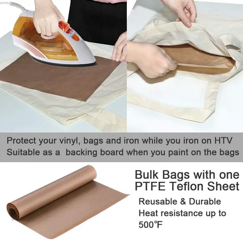 Vista 8 de FunisFun Paquete de 12 Bolsas de Lona en Blanco a Granel Bolsas de Compras Reutilizables para Supermercado para Manualidades con una Hoja de Teflón