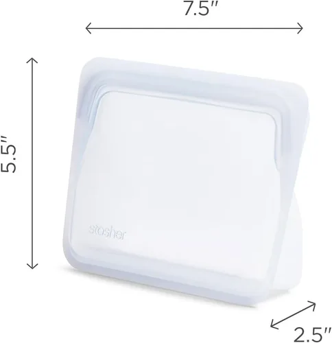 Vista 6 de Stasher Mini bolsas de silicona reutilizables de alta calidad, paquete de 2, aguamarina, 28 onzas Food-Safe Silicone, Eco-Friendly, Reusable
