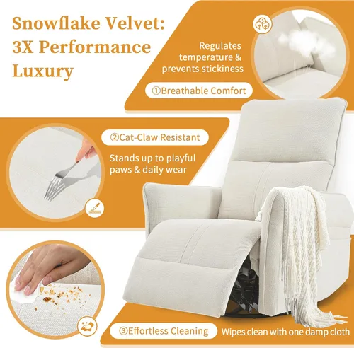 Vista 8 de Silla reclinable giratoria, mecedora manual para cuarto de bebé Beige