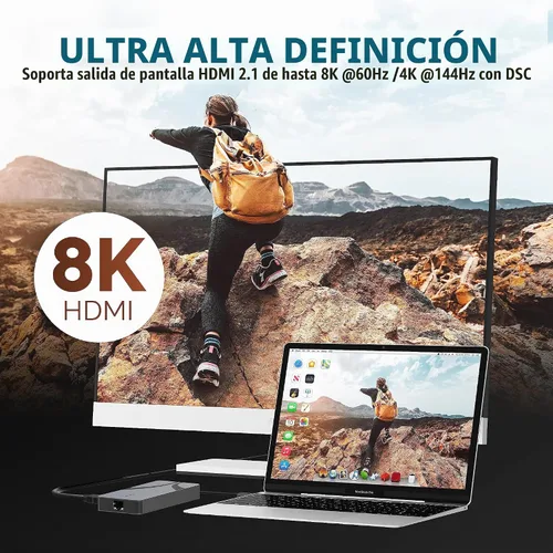 Vista 4 de SABRENT Hub de viaje USB4, HDMI 2.1, 2.5GbE, PD de 85 W (HB-U4HP)