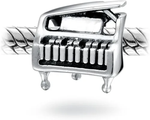 Vista 3 de Bling Jewelry Musician Pianist Keys Music Student Grand Piano Rock Star Electric Guitar Bead Charm For Women Teen Oxidized .925 Sterling Silver Fits