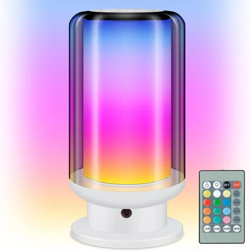Vista 9 de Lámparas LED de mesa que cambian de color, lámpara de noche regulable con control remoto, lámpara de escritorio enchufable para dormitorio, sala
