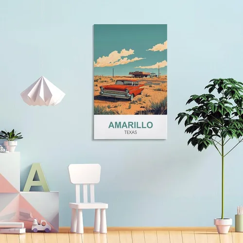 Vista 4 de Amarillo Texas Vintage Travel Poster 12x18inch(30x45cm) Canvas Wall Art Prints Frame