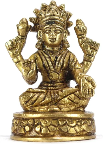 Vista 18 de ASHIRWAD Escultura de estatua de ídolo de latón para Diwali Pooja, templo, decoración del hogar, Vastu Laxmi Devi Maa AE000006-18 (Laxmi-18)