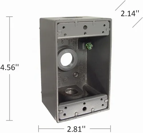 Vista 5 de Hubbell-Bell 5320-0 Caja resistente a la intemperie de una sola salida de 3 1/2 pulgadas, gris 2-Gris
