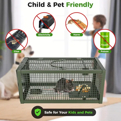 Vista 6 de 2 PCS Trampas Humanas para Ratones y Ratas, Trampas para Ratones, Ardillas Listadas y Ardillas, y Otras Jaulas para Animales Vivos de Captura
