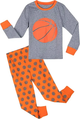 Vista 10 de A&J DESIGN Pijamas Deportivos de Algodón para Niños de 2-14 Años, Juego de Pijamas de 2 Piezas Marrón (Brown Football)